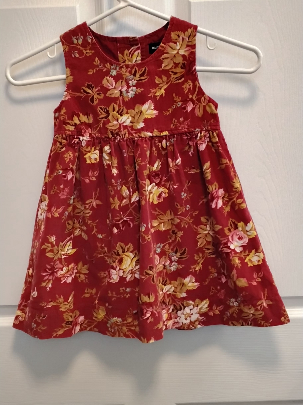 Ralph Lauren‎ Burgundy Floral , Cottagecore Sleeveless Cotton Dress Size 3T